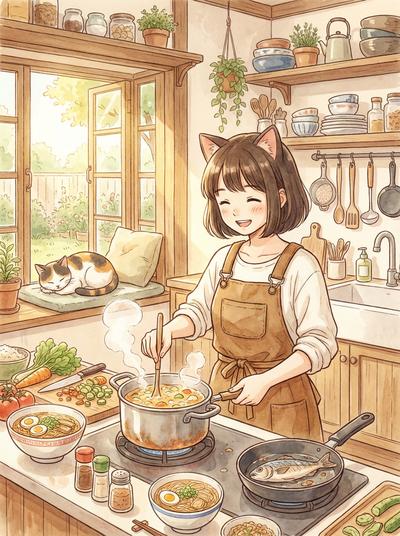 抖音风动漫-暖心厨房物语